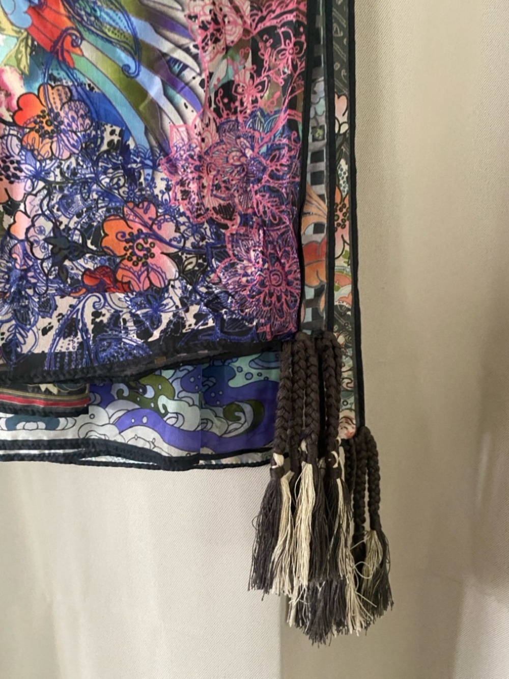 Johnny Was- Dreamer Floral Silk Scarf with Tassels - Women Accessories - Picture 5 of 5